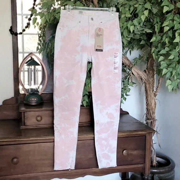 Levi's Jeans Levis 72 High Rise Skinny In Pink White Tie Dye